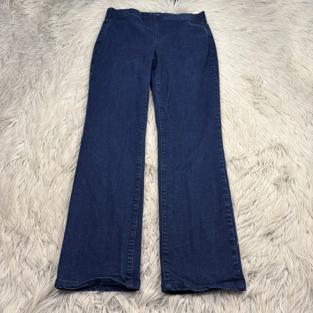 NYDJ Women's 8 Marilyn Straight Pull-On Jeans Clean Denslowe Blue Preppy Comfort